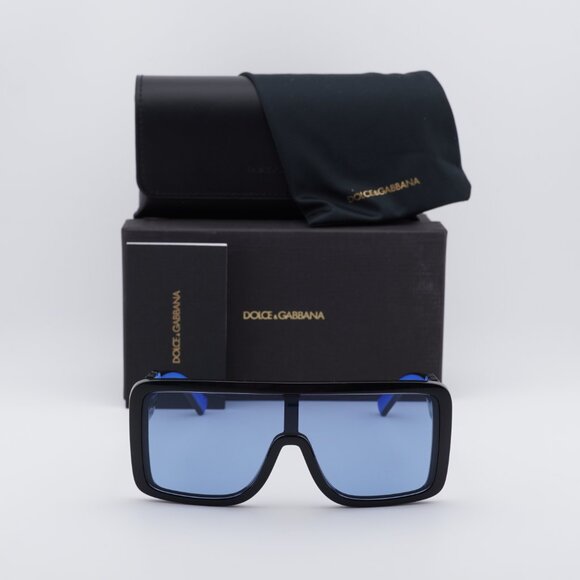 Dolce & Gabbana DG6204 501/80 Shield Sunglasses - Shiny Black/Blue main image 4